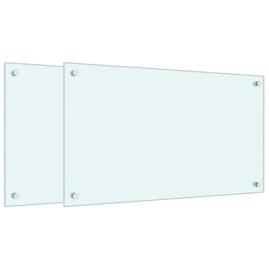 VidaXL Spatschermen keuken 2 st 70x40 cm gehard glas wit