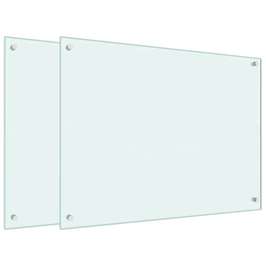 Vidaxl spatschermen keuken 2 st 80x60 cm gehard glas wit