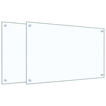 Vidaxl spatschermen keuken 2 st 80x50 cm gehard glas transparant