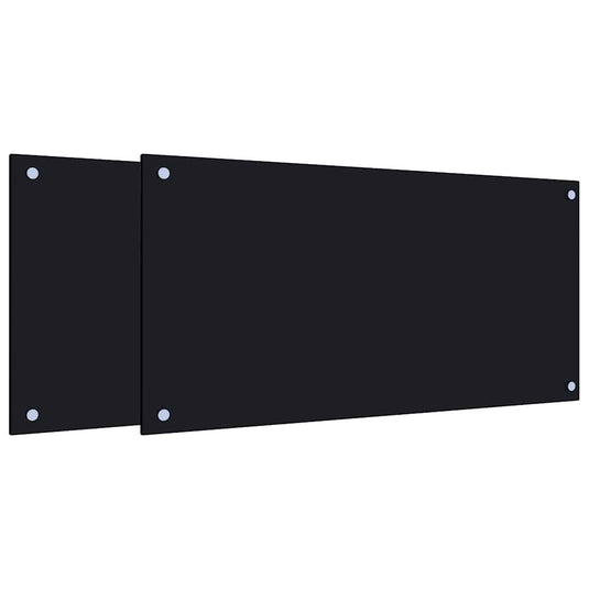 Vidaxl spatschermen keuken 2 st 80x40 cm gehard glas zwart