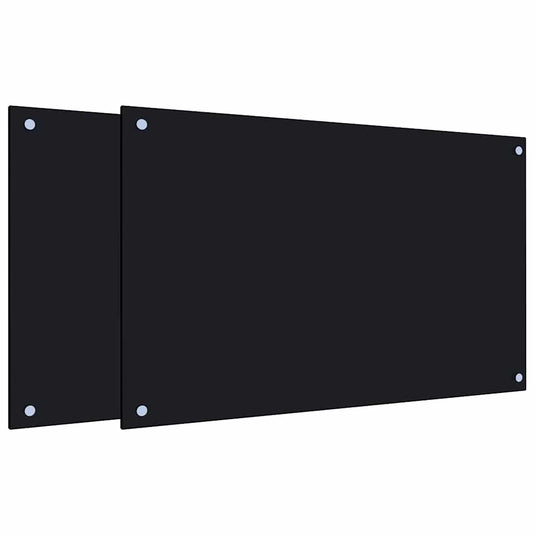 VidaXL Spatschermen keuken 2 st 80x50 cm gehard glas zwart