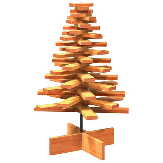Vidaxl kerstdecoratie kerstboom 80 cm massief grenenhout wasbruin