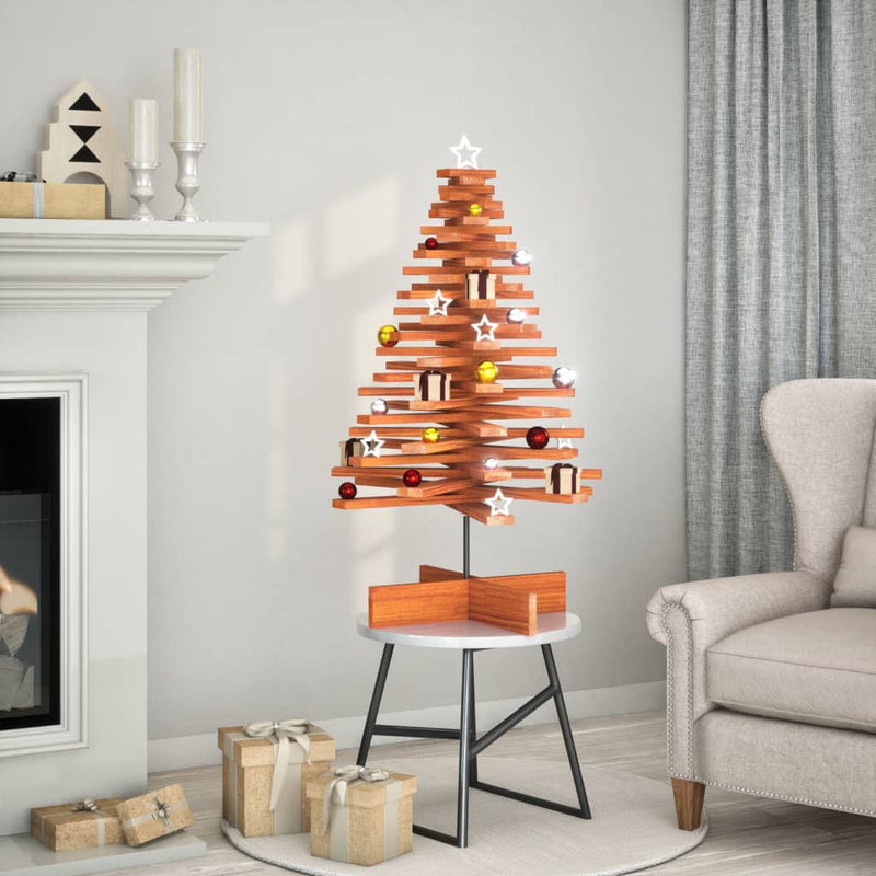 Load image into Gallery viewer, Vidaxl kerstdecoratie kerstboom 100 cm massief grenenhout wasbruin
