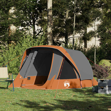 Vidaxl tent 4-persoons waterdicht grijs en oranje
