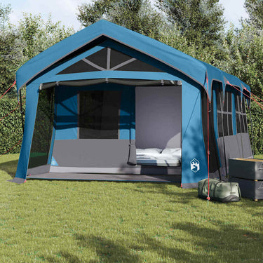 Vidaxl gezinstent met dak blauw en grijs 620 x 322 x 240 cm polyester