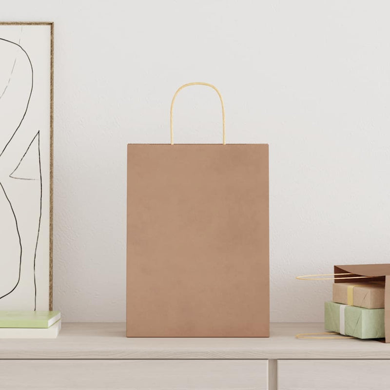 Load image into Gallery viewer, Vidaxl papieren zakken 250 st met hengsels 26x12x35 cm bruin
