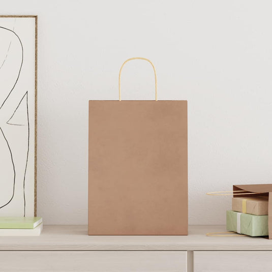 Vidaxl papieren zakken 250 st met hengsels 26x12x35 cm bruin