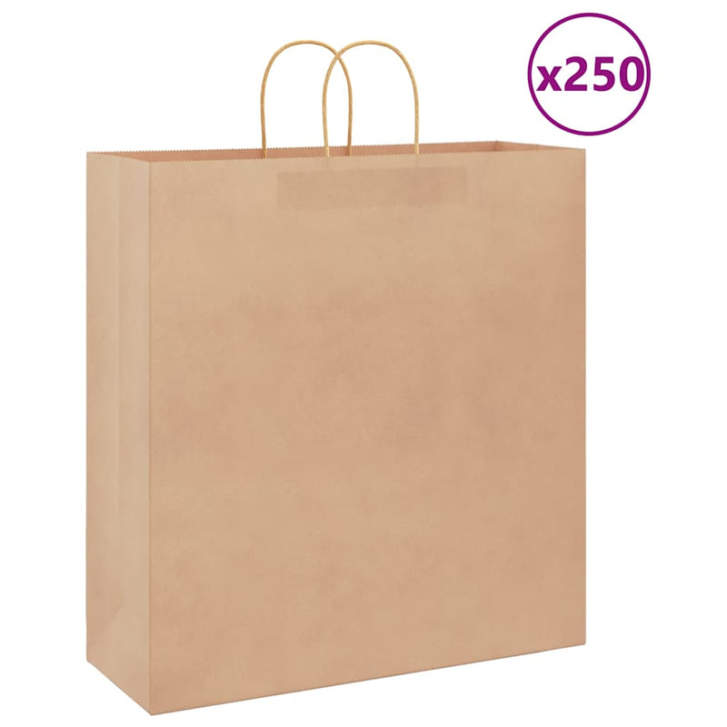 Load image into Gallery viewer, Vidaxl papieren zakken 250 st met hengsels 45x17x48 cm bruin
