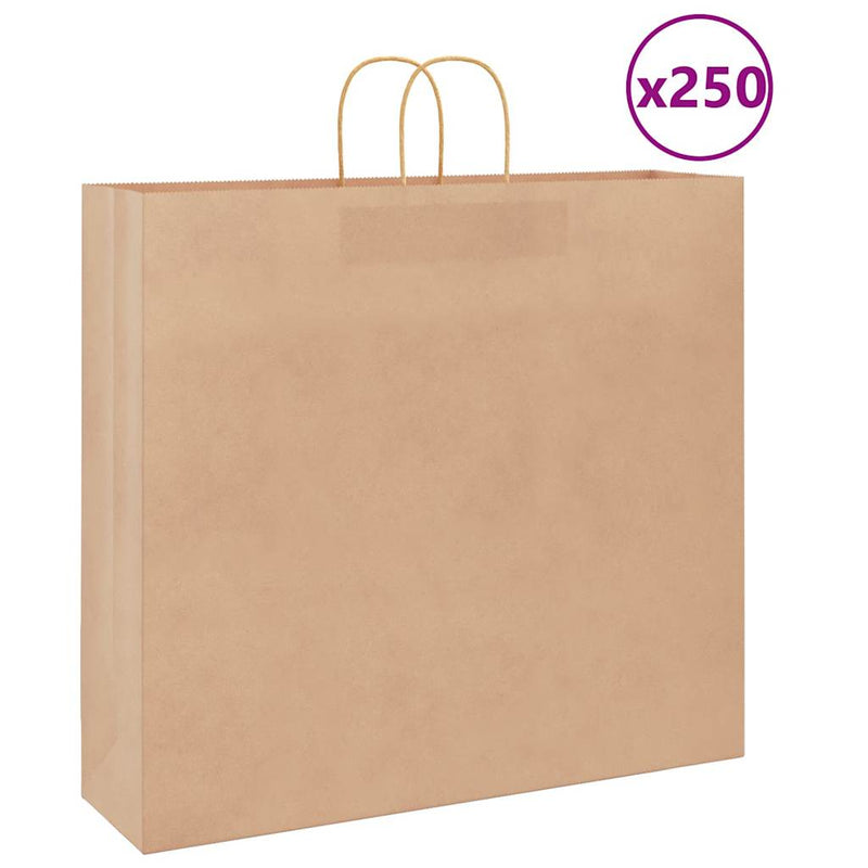 Load image into Gallery viewer, Vidaxl papieren zakken 250 st met hengsels 54x15x49 cm bruin
