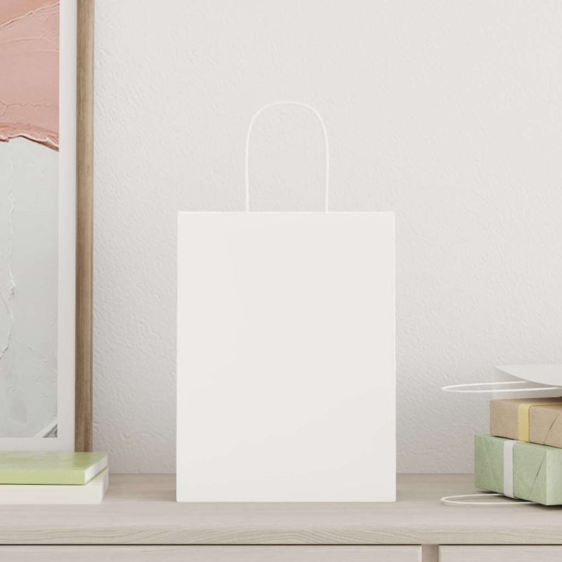 Load image into Gallery viewer, Vidaxl papieren zakjes 50 st met hengsels 21x11x28 cm wit
