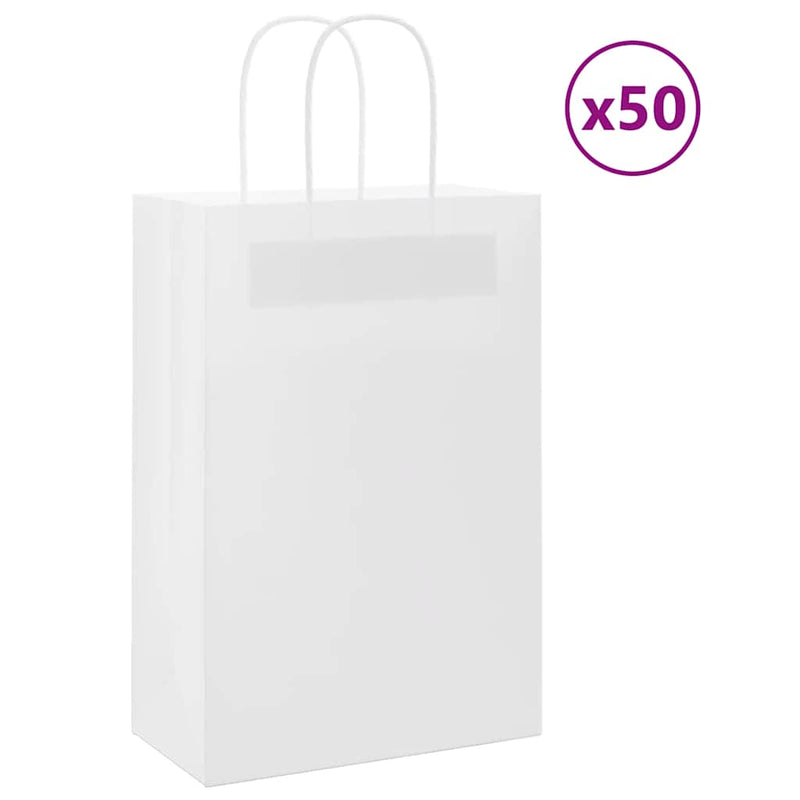 Load image into Gallery viewer, Vidaxl papieren zakjes 50 st met hengsels 21x11x31 cm wit
