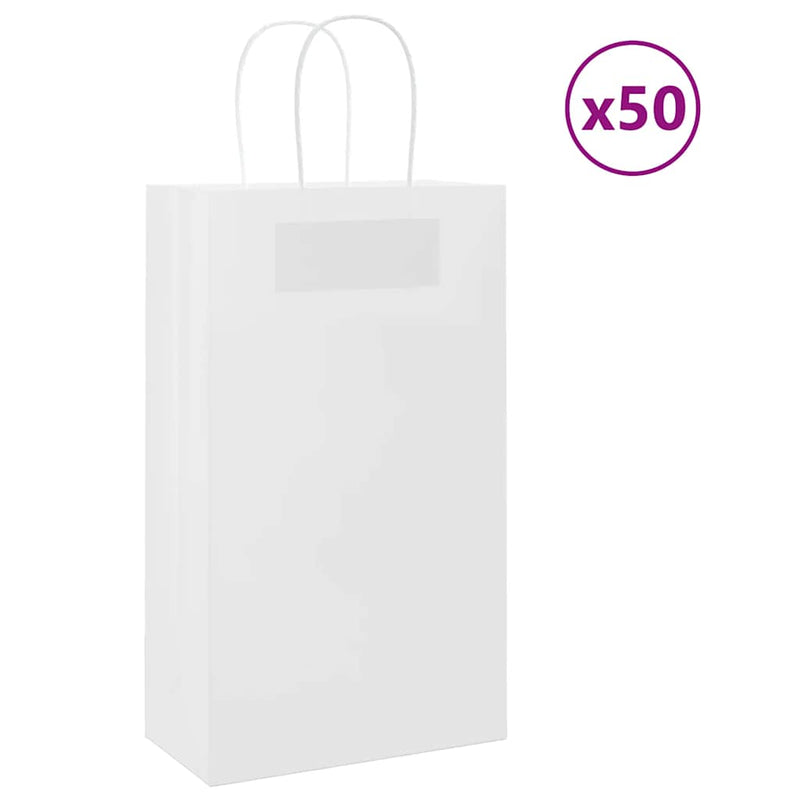 Load image into Gallery viewer, Vidaxl papieren zakken 50 st met hengsels 21x11x36 cm wit
