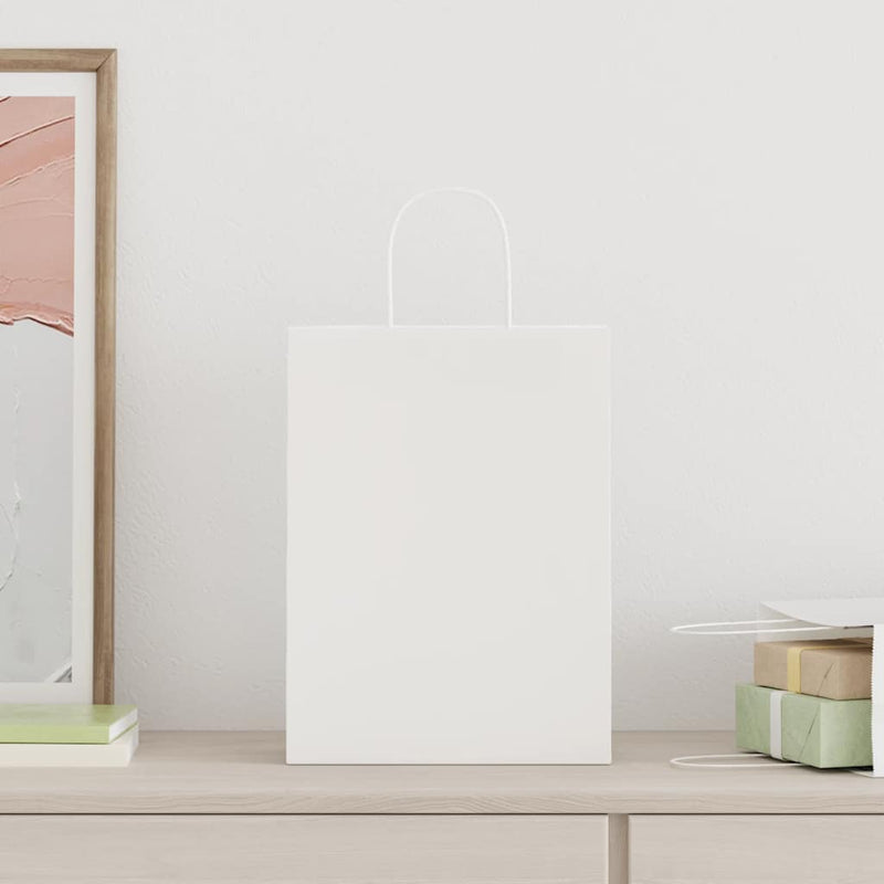 Load image into Gallery viewer, Vidaxl papieren zakken 50 st met hengsels 26x12x35 cm wit
