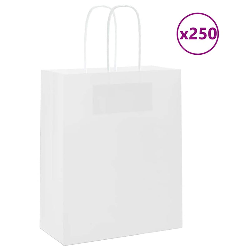 Load image into Gallery viewer, Vidaxl papieren zakken 250 st met hengsels 18x8x22 cm wit

