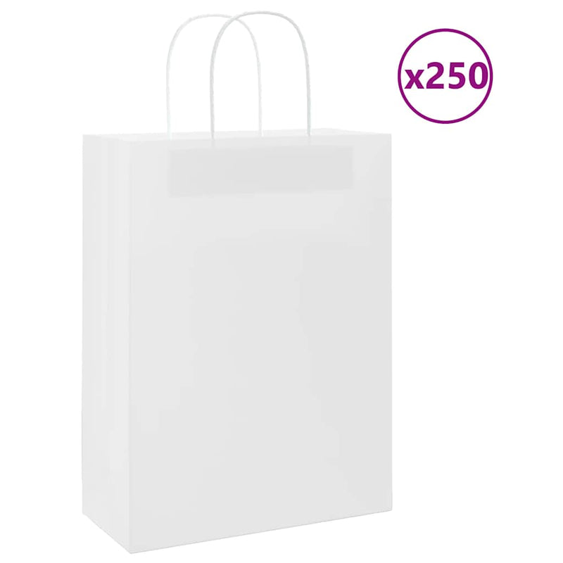 Load image into Gallery viewer, Vidaxl papieren zakken 250 st met hengsels 26x12x35 cm wit
