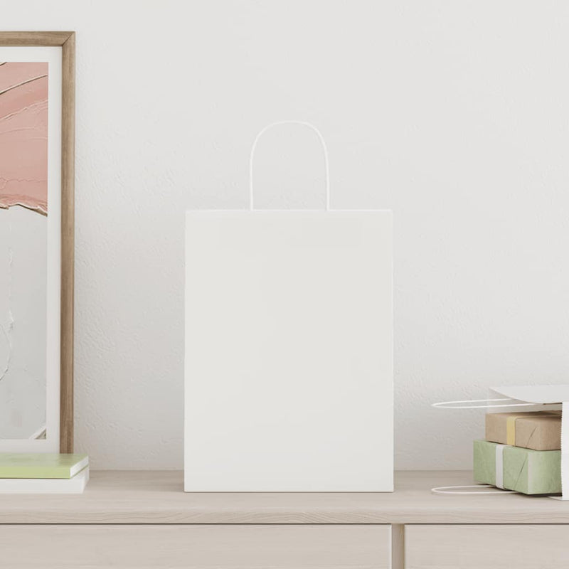 Load image into Gallery viewer, Vidaxl papieren zakken 250 st met hengsels 26x12x35 cm wit

