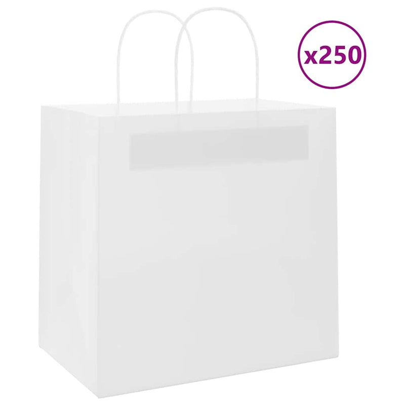 Load image into Gallery viewer, Vidaxl papieren zakken 250 st met hengsels 26x17x25 cm wit
