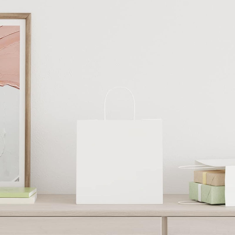 Load image into Gallery viewer, Vidaxl papieren zakken 250 st met hengsels 26x17x25 cm wit
