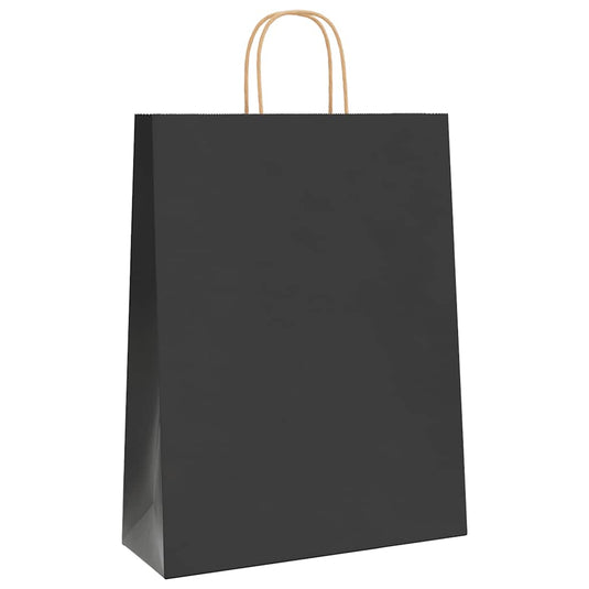 Vidaxl papieren zakken 250 st met hengsels 32x12x42 cm zwart