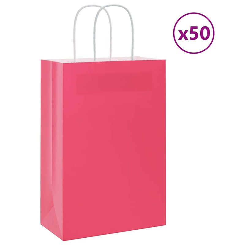Load image into Gallery viewer, Vidaxl papieren zakjes 50 st met hengsels 21x11x31 cm roze
