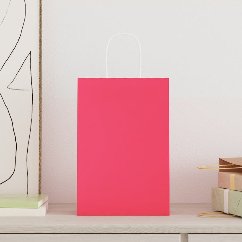 Load image into Gallery viewer, Vidaxl papieren zakjes 50 st met hengsels 21x11x31 cm roze
