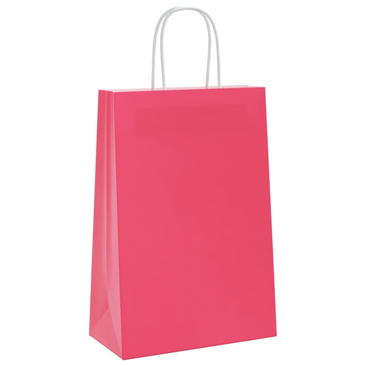Vidaxl papieren zakjes 50 st met hengsels 21x11x31 cm roze