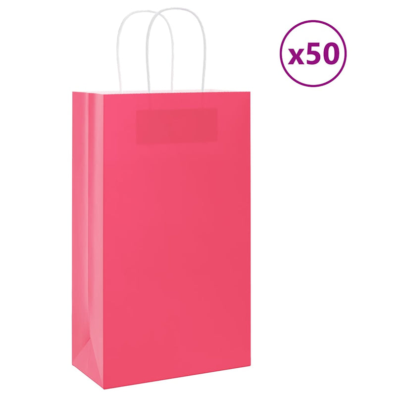 Load image into Gallery viewer, Vidaxl papieren zakken 50 st met hengsels 21x11x36 cm roze
