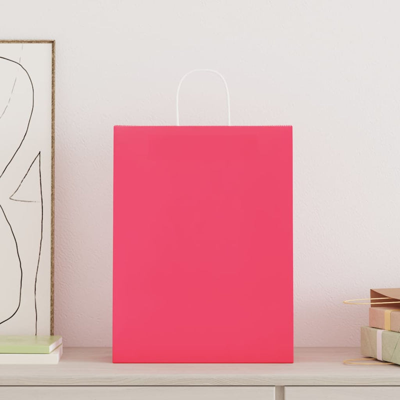 Load image into Gallery viewer, Vidaxl papieren zakken 50 st met hengsels 32x12x42 cm roze
