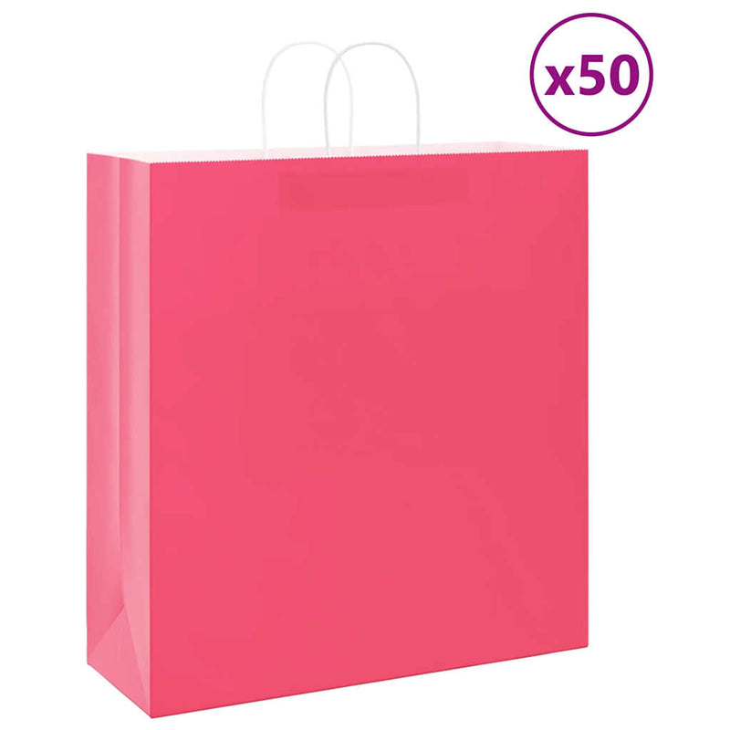 Load image into Gallery viewer, Vidaxl papieren zakken 50 st met hengsels 45x17x48 cm roze
