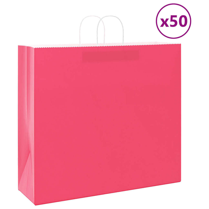 Load image into Gallery viewer, Vidaxl papieren zakken 50 st met hengsels 54x15x49 cm roze
