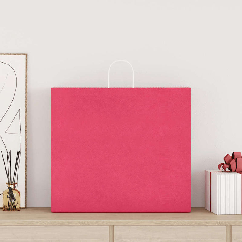 Load image into Gallery viewer, Vidaxl papieren zakken 50 st met hengsels 54x15x49 cm roze
