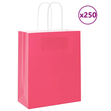 Vidaxl papieren zakken 250 st met hengsels 18x8x22 cm roze