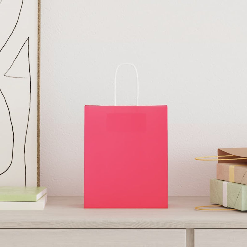 Load image into Gallery viewer, Vidaxl papieren zakken 250 st met hengsels 18x8x22 cm roze
