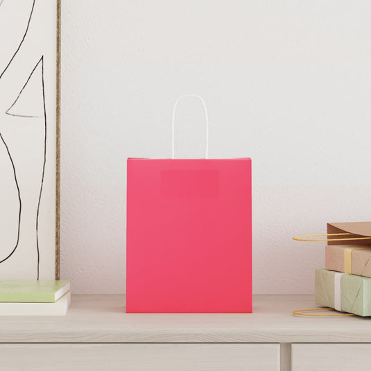 Vidaxl papieren zakken 250 st met hengsels 18x8x22 cm roze