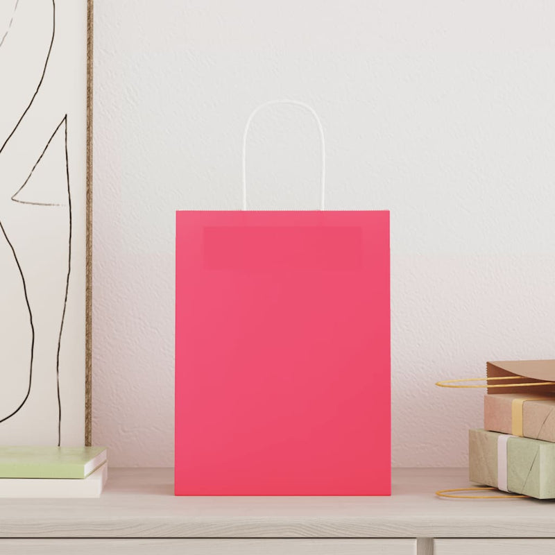 Load image into Gallery viewer, Vidaxl papieren zakken 250 st met hengsels 21x11x28 cm roze

