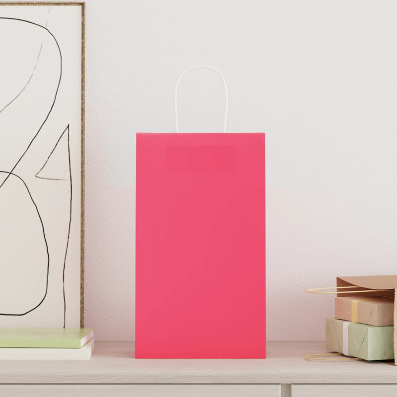 Load image into Gallery viewer, Vidaxl papieren zakken 250 st met hengsels 21x11x36 cm roze
