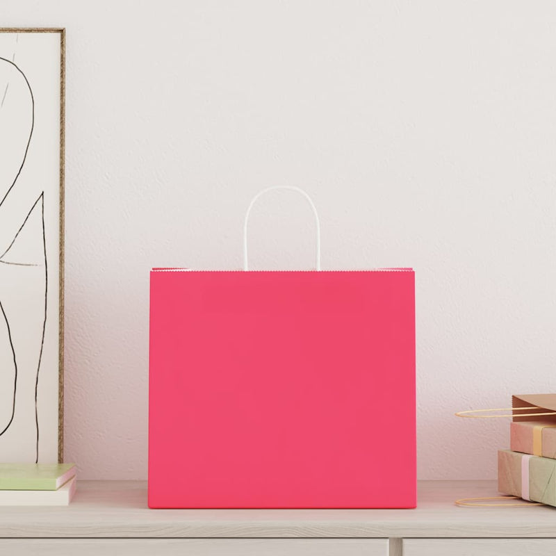 Load image into Gallery viewer, Vidaxl papieren zakken 250 st met hengsels 32x22x28 cm roze

