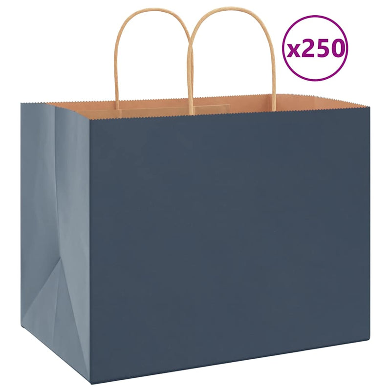 Load image into Gallery viewer, Vidaxl papieren zakken 250 st met hengsels 32x22x24 cm blauw

