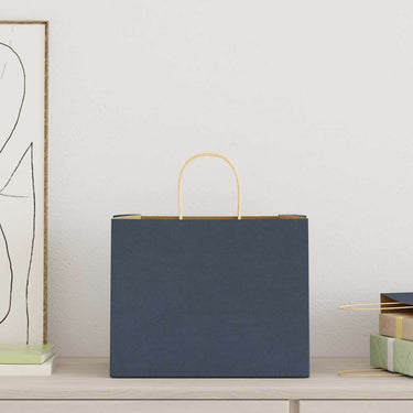 Vidaxl papieren zakken 250 st met hengsels 32x22x24 cm blauw