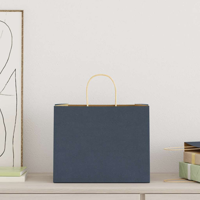 Load image into Gallery viewer, Vidaxl papieren zakken 250 st met hengsels 32x22x24 cm blauw
