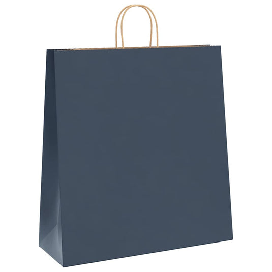 Vidaxl papieren zakken 250 st met hengsels 45x17x48 cm blauw