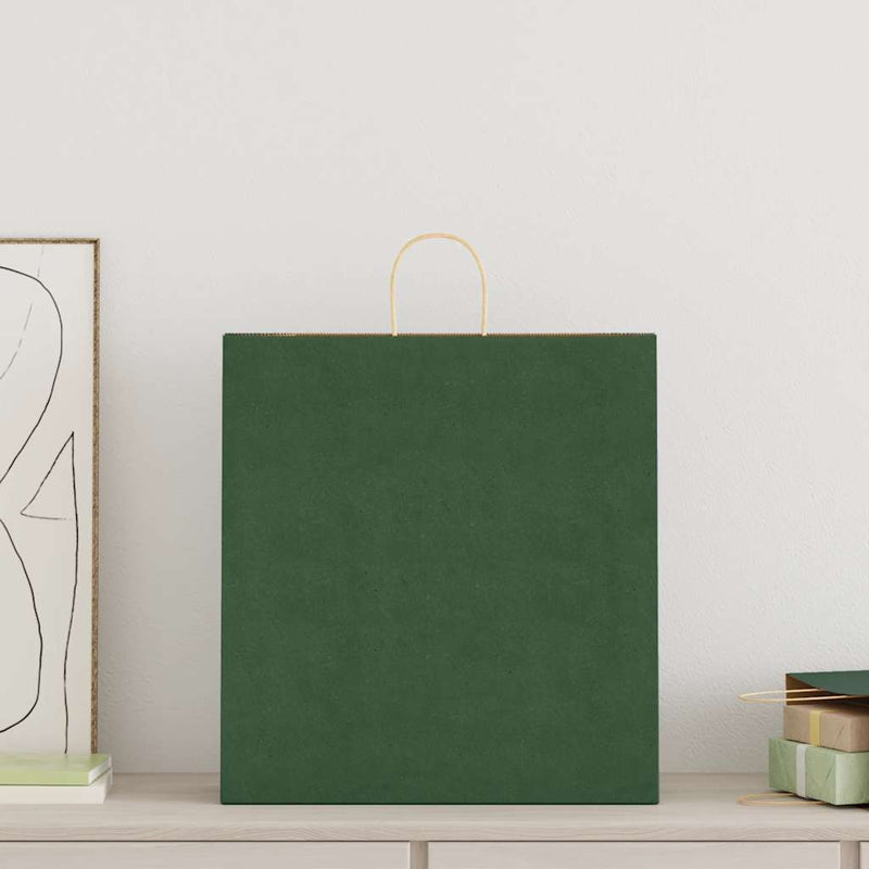 Load image into Gallery viewer, Vidaxl papieren zakken 250 st met hengsels 45x17x48 cm groen
