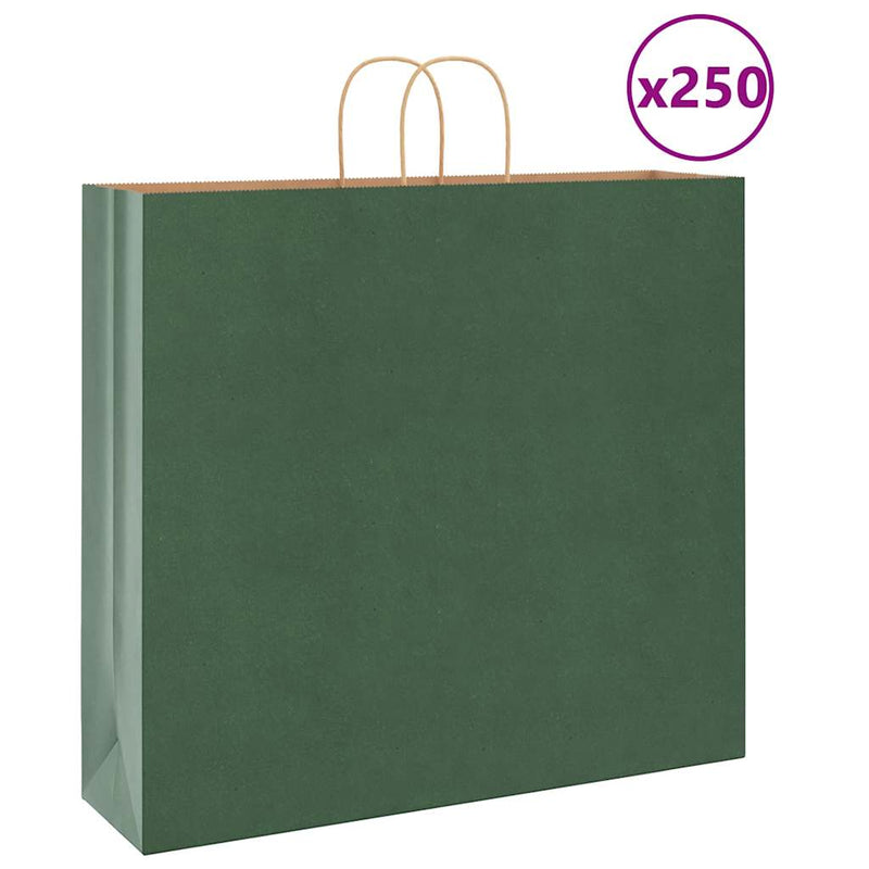Load image into Gallery viewer, Vidaxl papieren zakken 250 st met hengsels 54x15x49 cm groen
