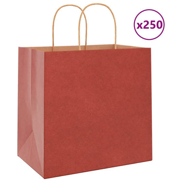 Vidaxl papieren zakken 250 st met hengsels 26x17x25 cm rood