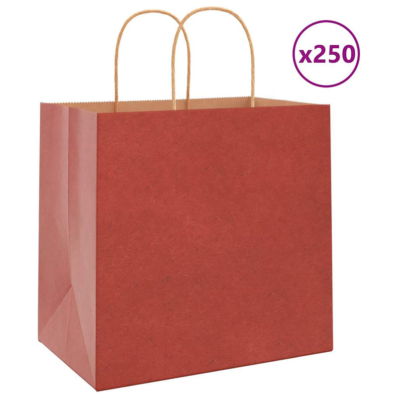 Load image into Gallery viewer, Vidaxl papieren zakken 250 st met hengsels 26x17x25 cm rood
