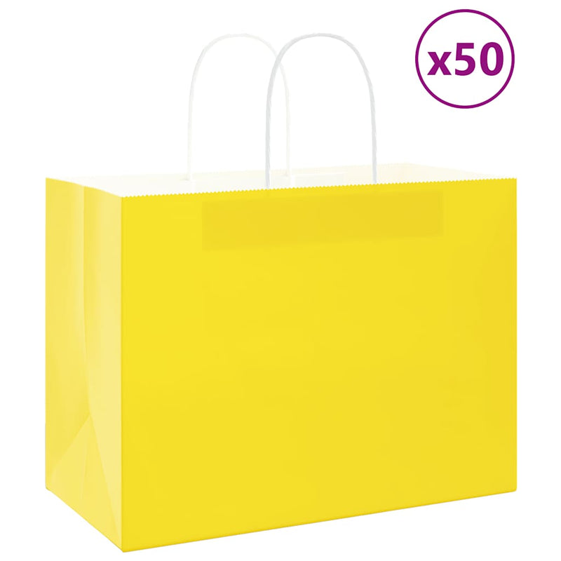 Load image into Gallery viewer, Vidaxl papieren zakken 50 st met hengsels 32x17x25 cm geel
