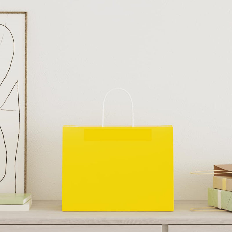 Load image into Gallery viewer, Vidaxl papieren zakken 50 st met hengsels 32x17x25 cm geel
