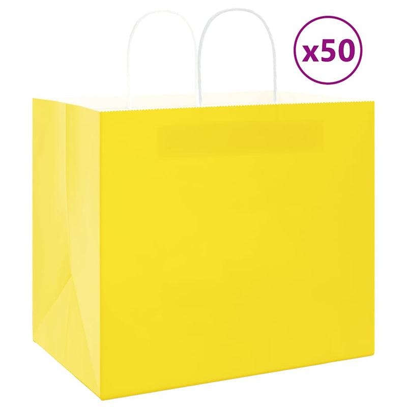 Load image into Gallery viewer, Vidaxl papieren zakken 50 st met hengsels 32x22x28 cm geel
