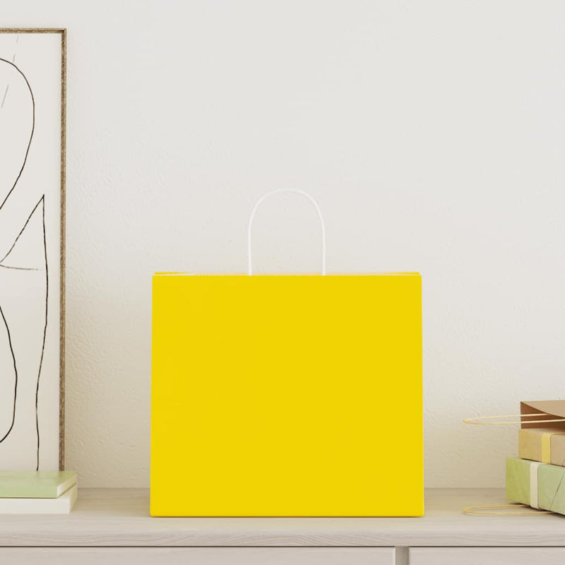 Load image into Gallery viewer, Vidaxl papieren zakken 50 st met hengsels 32x22x28 cm geel
