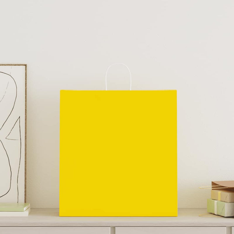 Load image into Gallery viewer, Vidaxl papieren zakken 50 st met hengsels 45x17x48 cm geel
